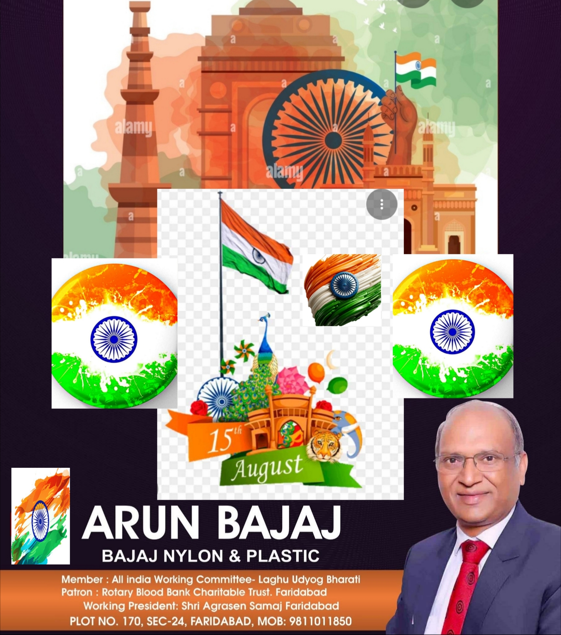 Faridabad :15 augest wish by arun bajaj