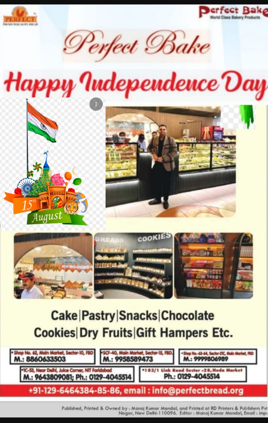 Faridabad :15 augest wish by perfect bread