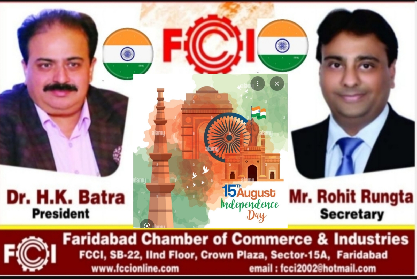 Faridabad :15 augest wish by fcci