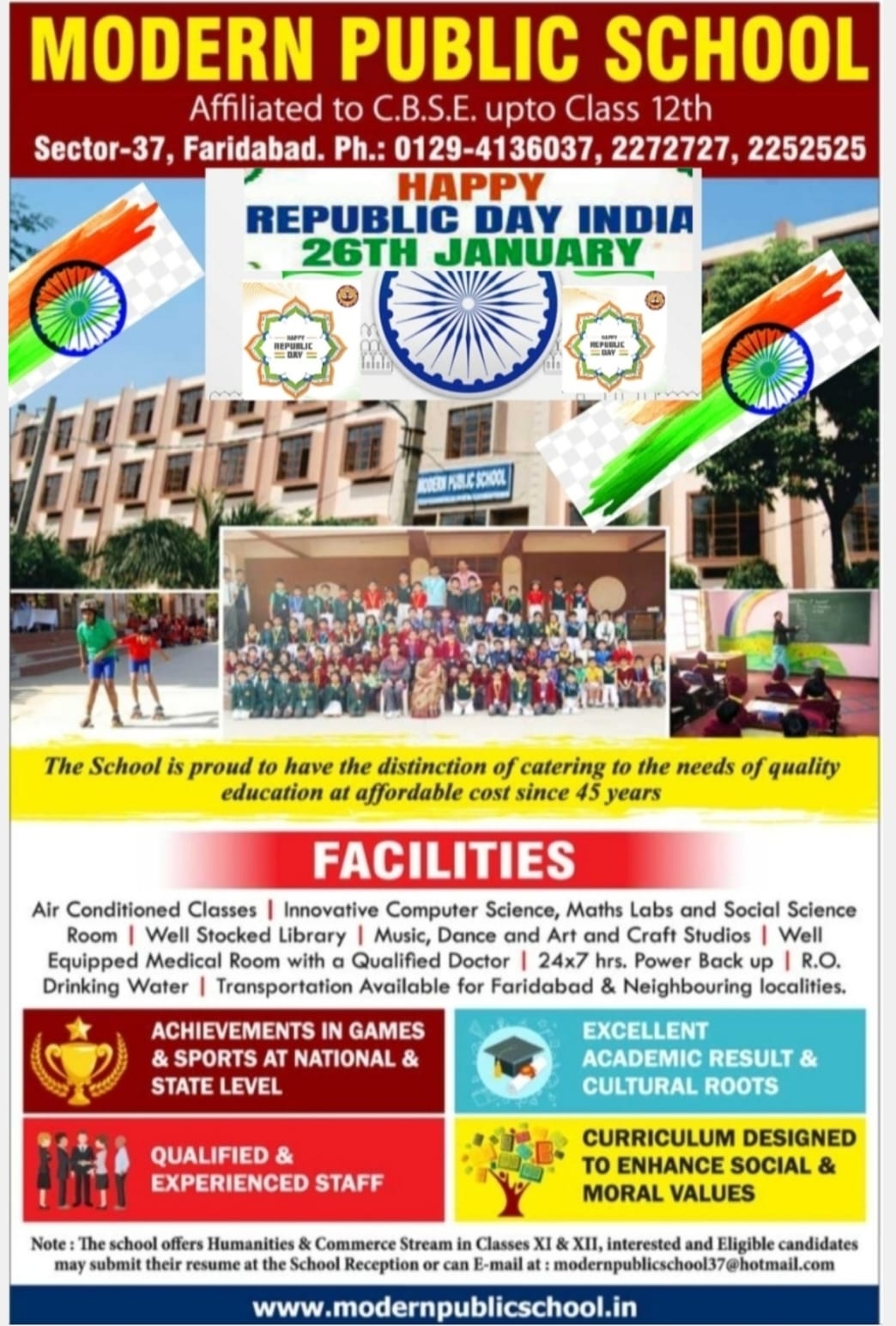 Happy repulic day wish by modern school