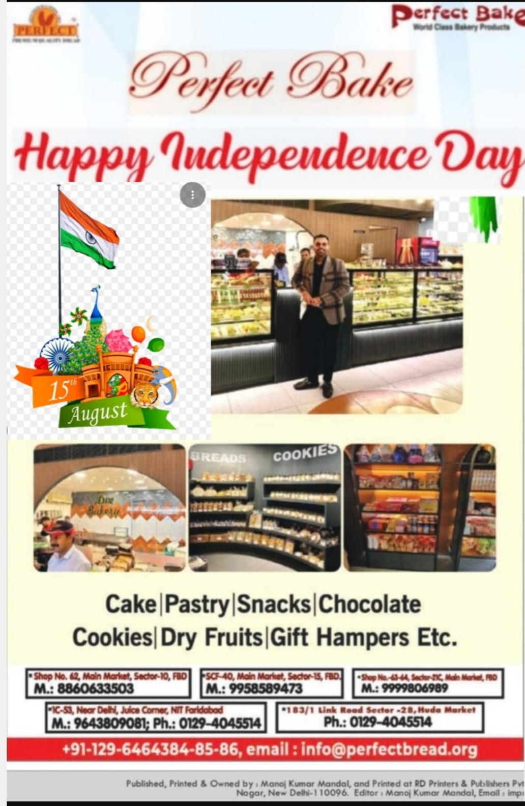 Faridabad:Happy independence day wish by perfect bread
